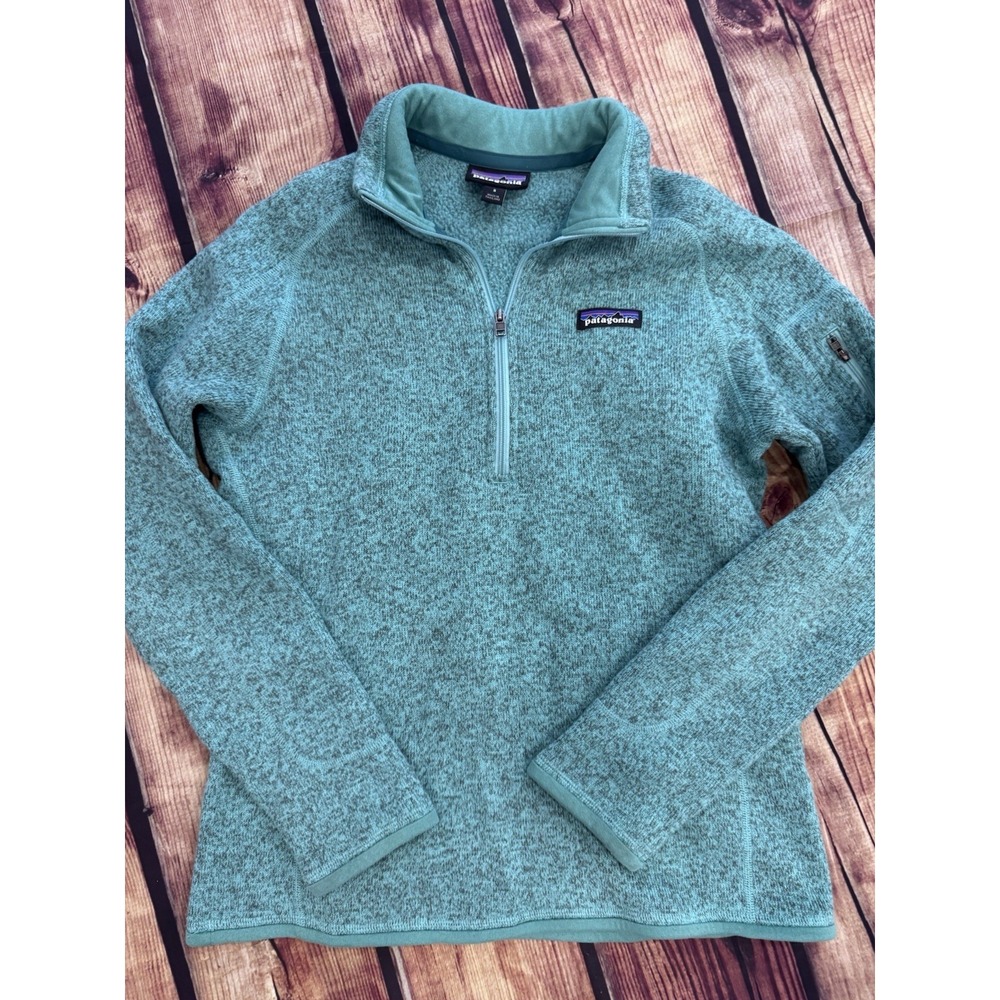 Patagonia Better Sweater Women's S Green Heathered Fleece 1/4 Zip Pullover Logo